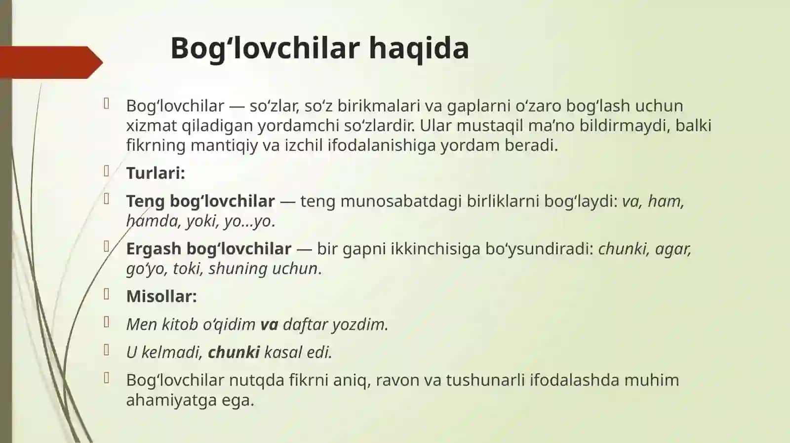 Boʻgʻlovchilarning grammatik xususiyatlari 3