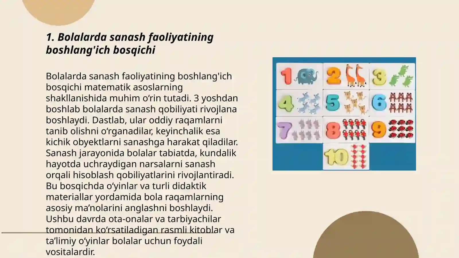 Bolalarda sanash faoliyatining rivojlanish bosqichlari 3