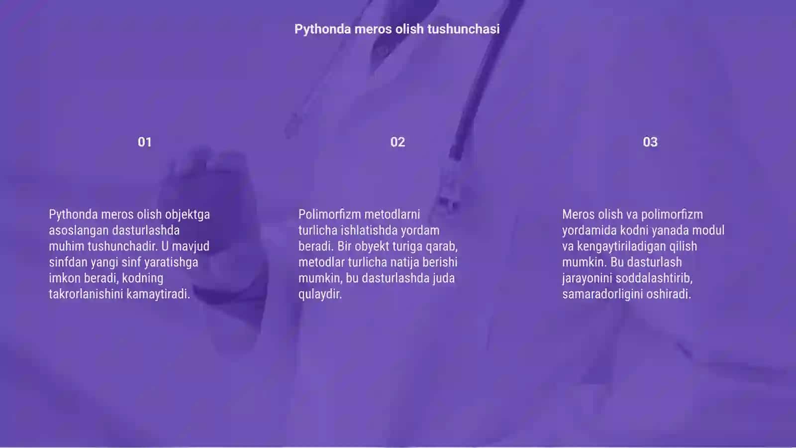 Pythonda meros olish va polimorfizmni qo‘llash 3