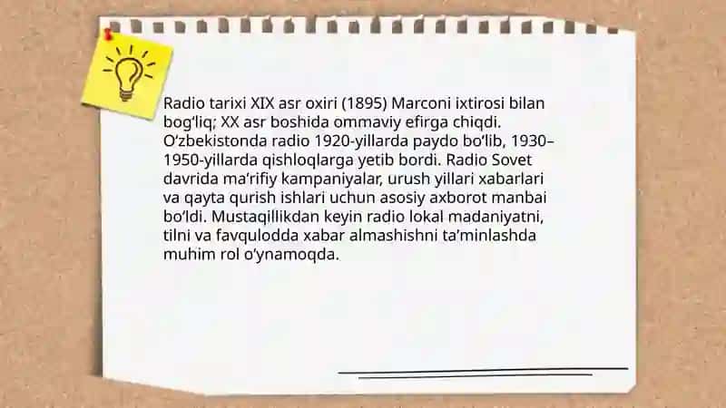Radio – tezkor xabar berish va axborot tarqatish vositasi 3