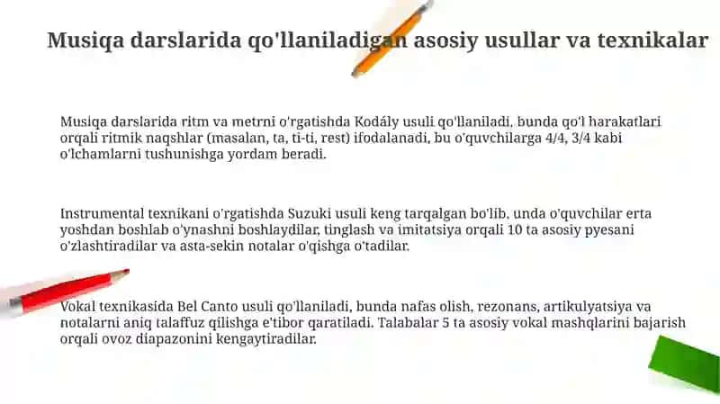 Musiqa mashgʻulotlarida qo'lanadigan usul va uslublar 3