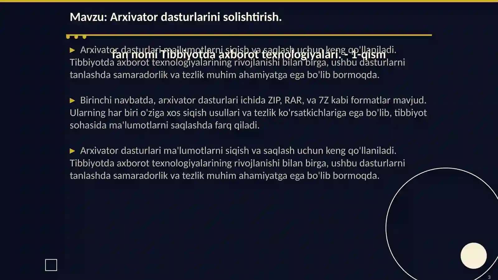 Arxivator dasturlarini solishtirish 3