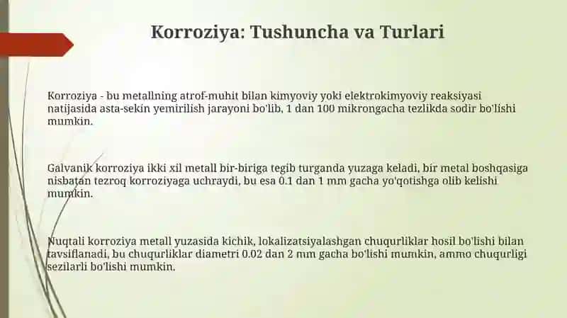 Korroziya: Tushuncha va Turlari 3