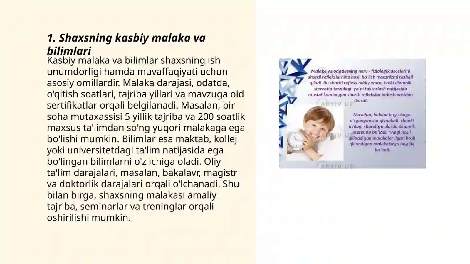 Shaxsning malaka va odatlari 3