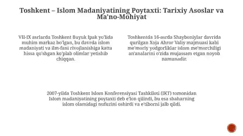 Toshkent – Islom Madaniyatining Poytaxti: Tarix va Meros 3