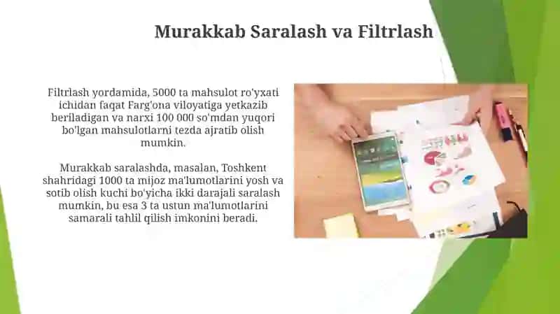 MS Excelda ma'lumotlarni tartiblash va saralash 3