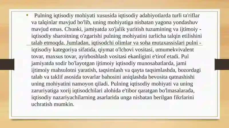 Pulning mohiyati va o'ziga xos hususiyatlari 3