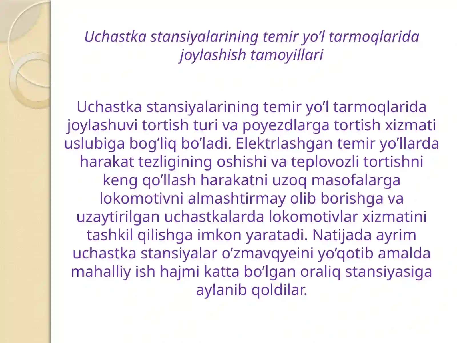 Uchaska bekatlarining temir yo’l tarmoqlarida joylashish tamoyillari va tasniflanishi 3