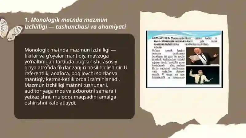 Monologik matnda mazmun izchilligi va ohang 3