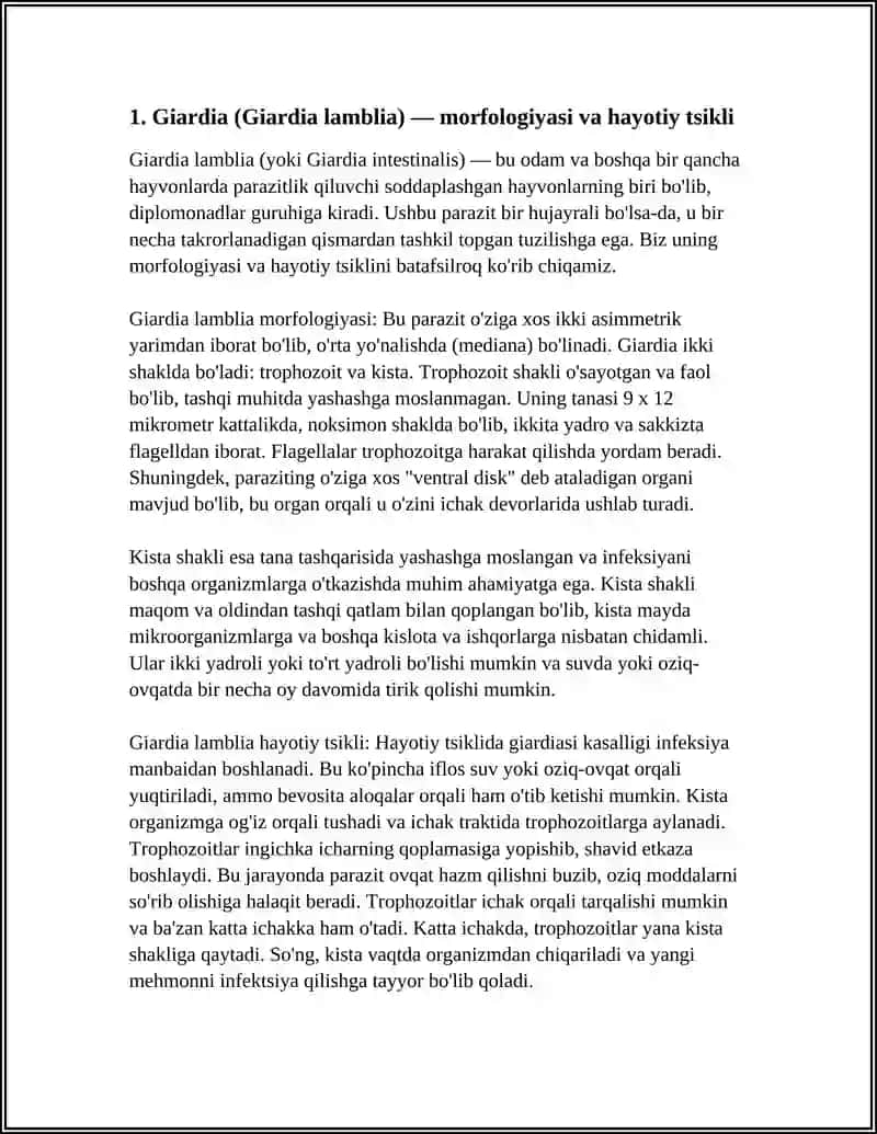 ODAMDA PARAZITLIK QILUVCHI SODDA HAYVONLAR 3