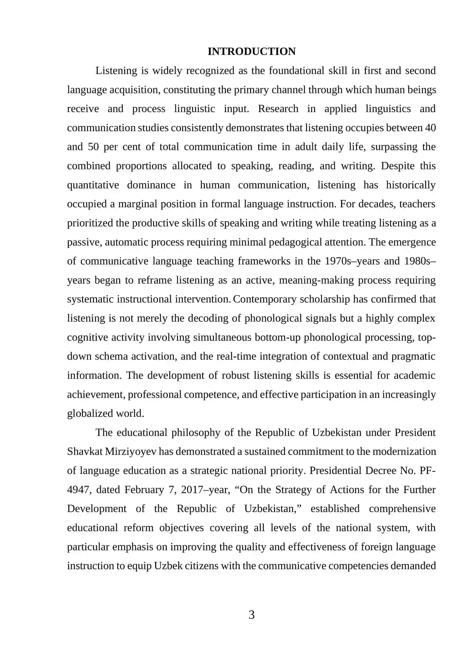 COURSE PAPER THEME: STRATEGIES FOR DEVELOPING LISTENING SKILLS 3