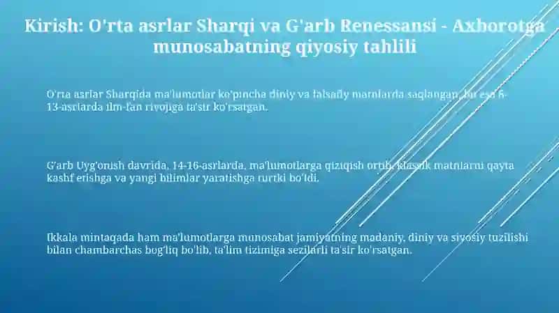 O'rta asrlar Sharqi va Renessans G'arbi 3