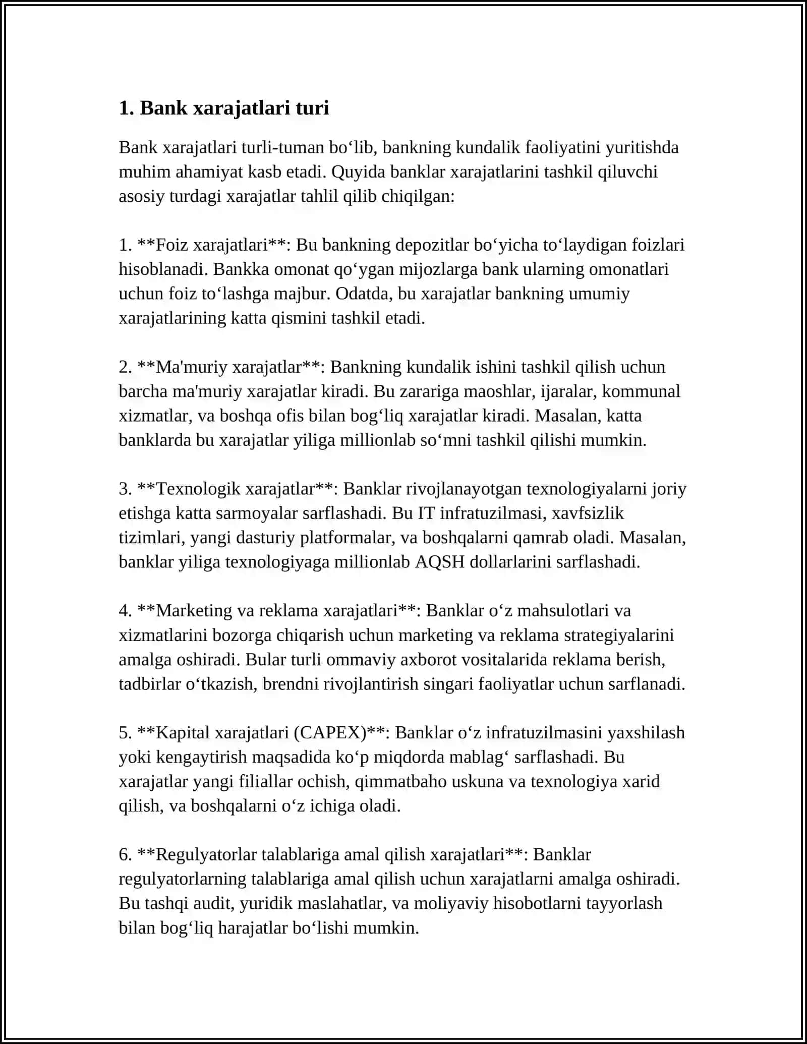 BANK XARAJATLARINI BOSHQARISH 3