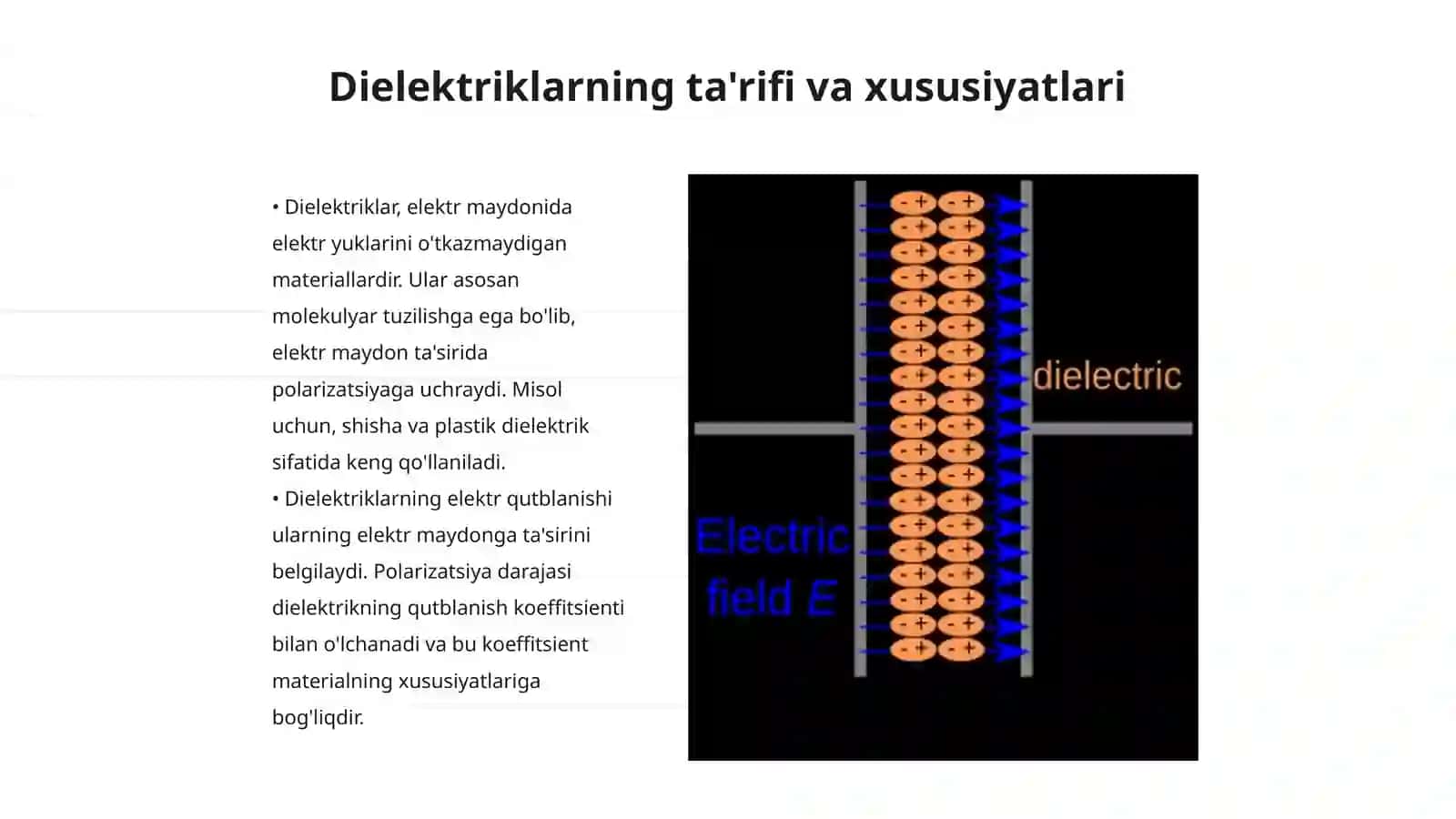 Elektr maydonida dielektriklarning xususiyatlari 3