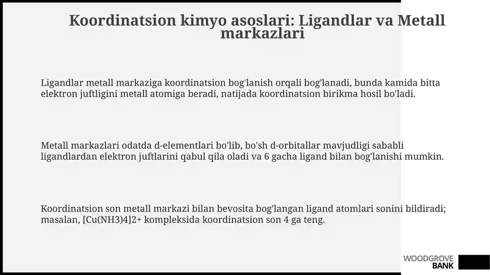 Murakkab birikmalarda kimiyaviy bog'lanish tushunchasi 3