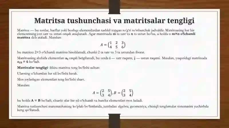 Matritsa haqida tushuncha 3