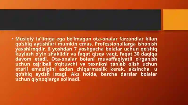 Bolalarni qo'shiq kuylashga o'rgatish 3