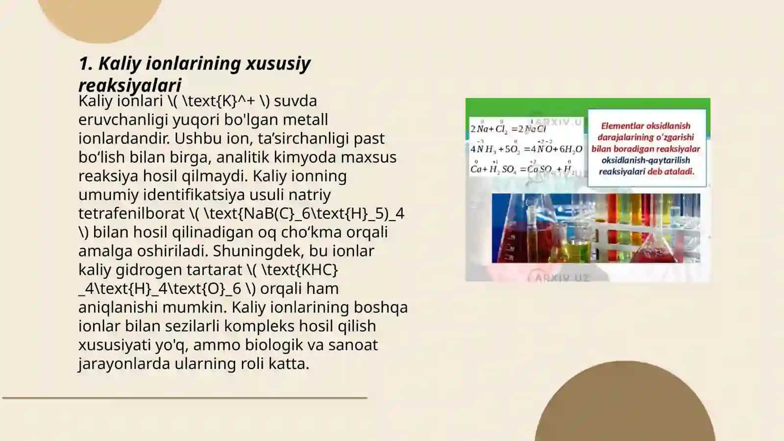 Kaliy ionlarining xususiy reaksiyalari 3