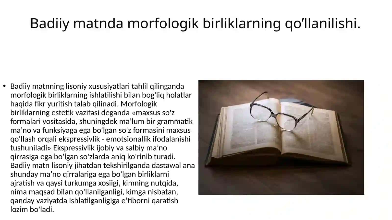 BADIIY MATNNING MORFOLOGIK XUSUSIYATLARI 3