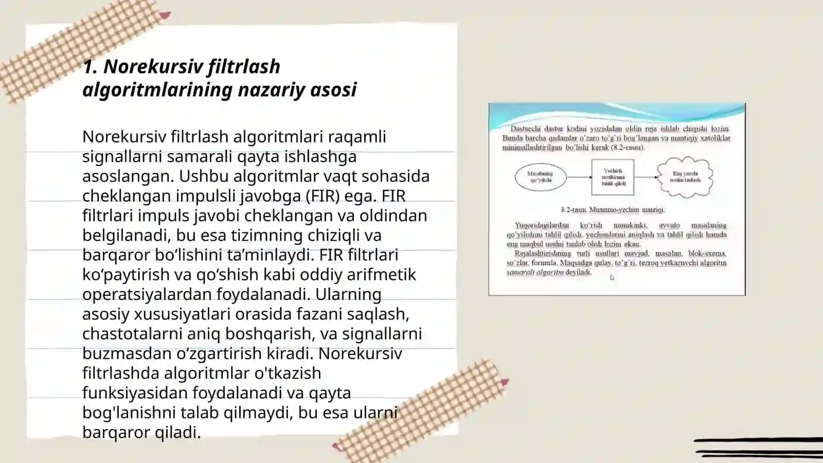 Norekursiv filtrlash algoritmlari 3