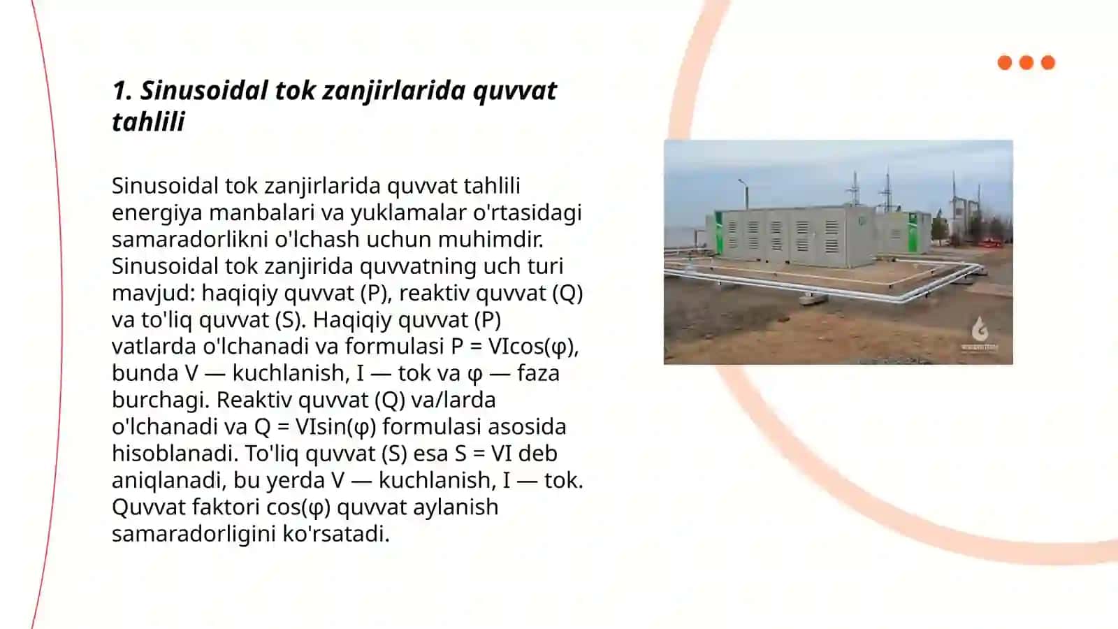 Sinusoidal tok zanjirlarida quvvat tahlili 3