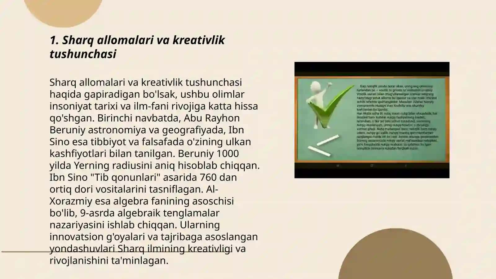 Sharq va gʼarb allomalarning kreativlikka qoʻshgan hissalari 3