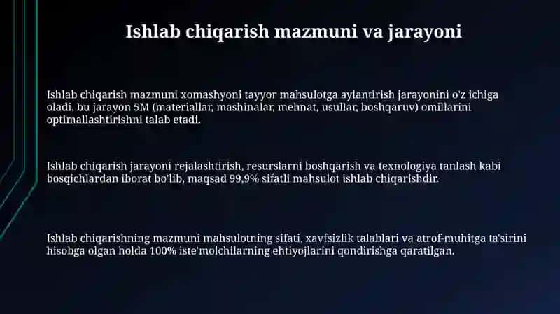 Ishlab chiqarish mazmuni va jarayoni 3