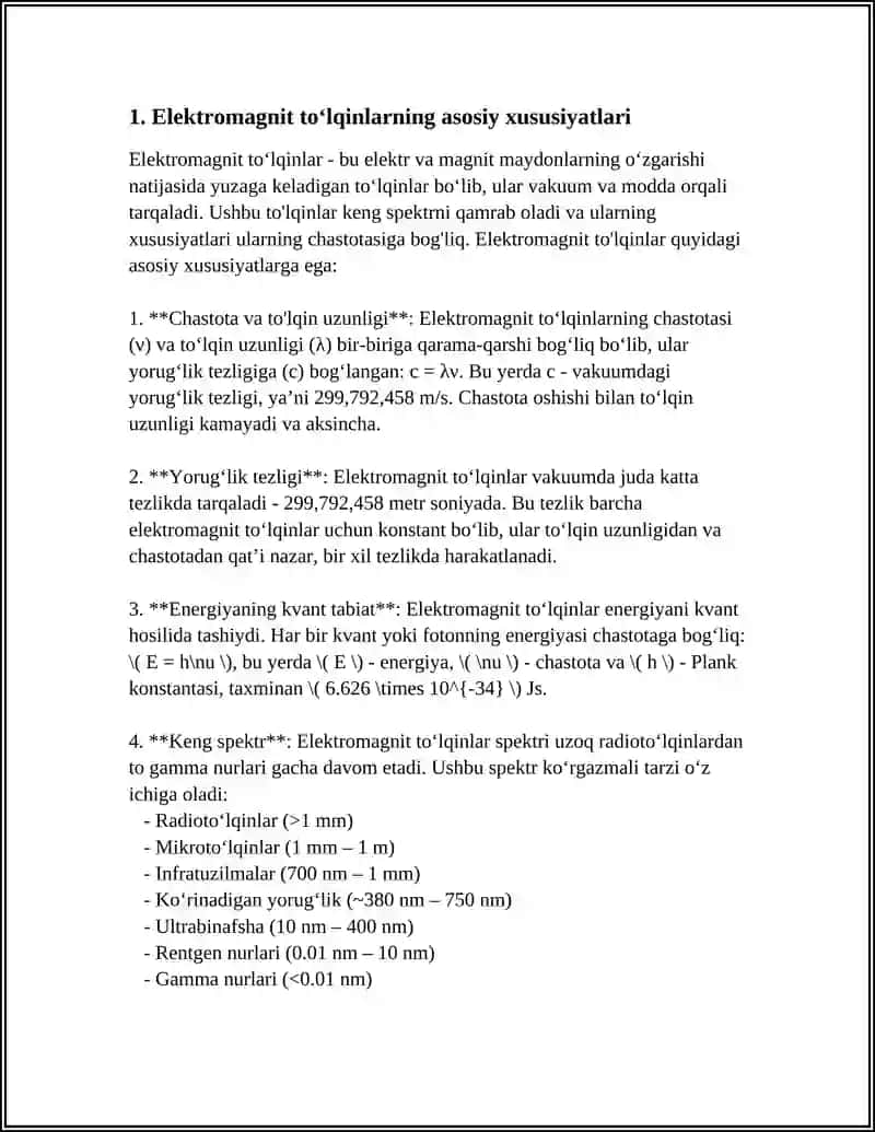 Elektromagnit Toʻlqinlar va Ularning Matallurgiyada Qoʻllanishi 3