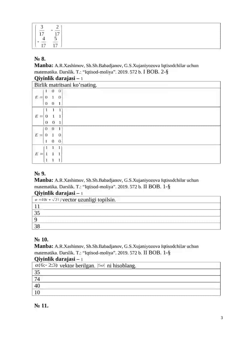 Iqtisodchilar uchun matematika 3