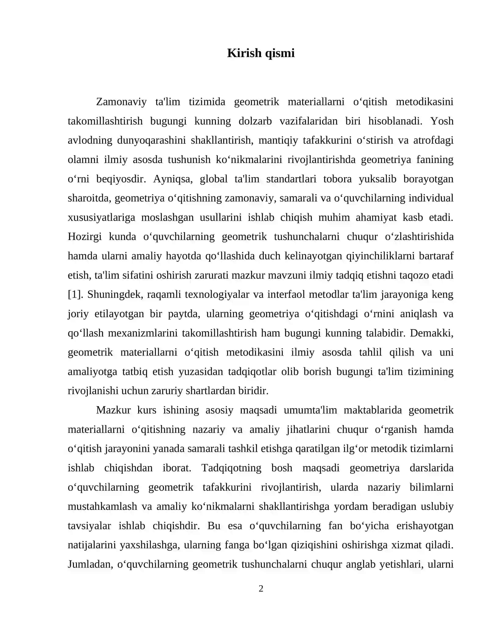 GEOMETRIK MATERIALLARNI ÓRGATISH METODIKASI 3