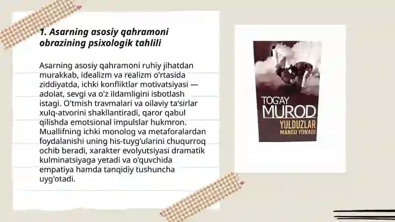 "Yulduzlar mangu yonadi" asarida obrazlar tahlili 3
