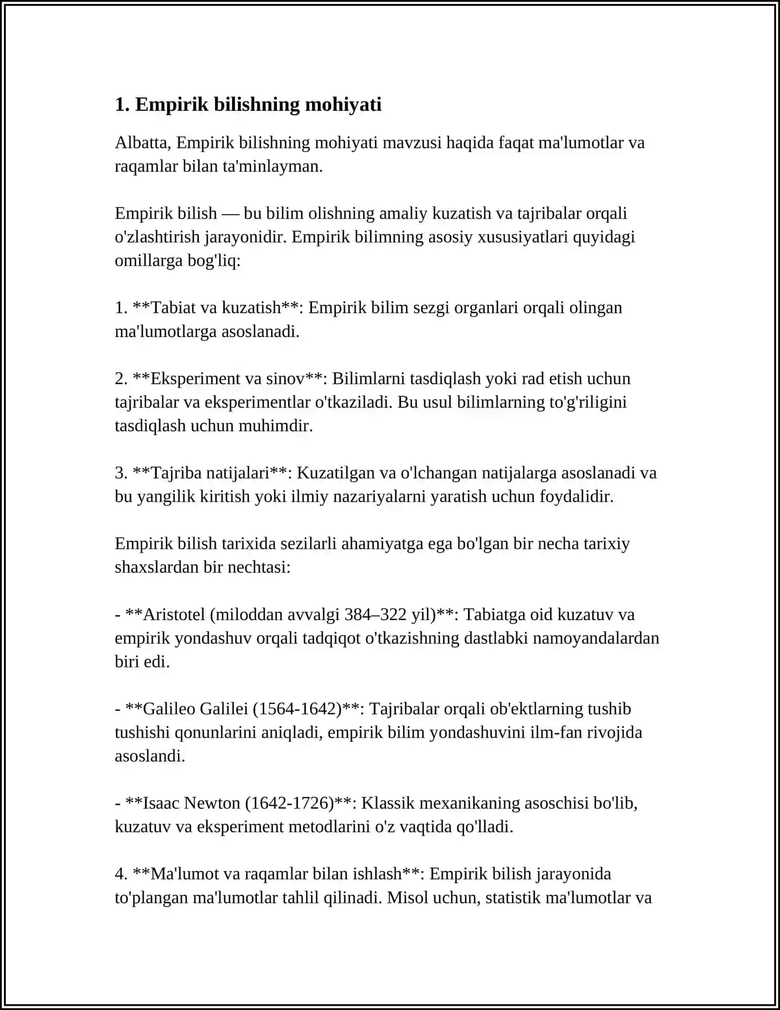 EMPERIK VA NAZARIY BILISHNI QIYOSLASH 3