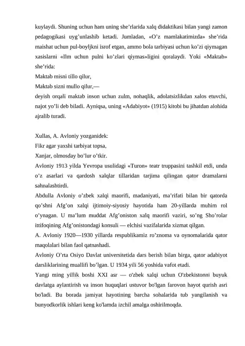 Abdulla Avloniyning adabiyotda o’rni 3