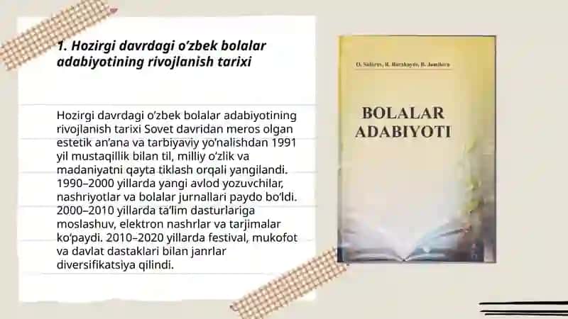 Hozirgi davrdagi o’zbek bolalar adabiyoti 3