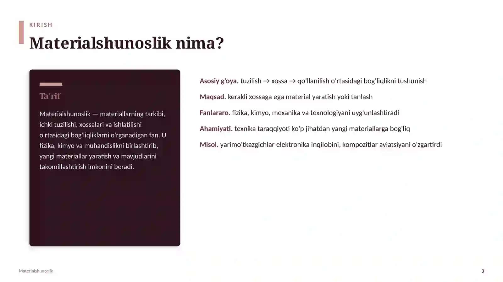 MATERIALLAR FANI 3