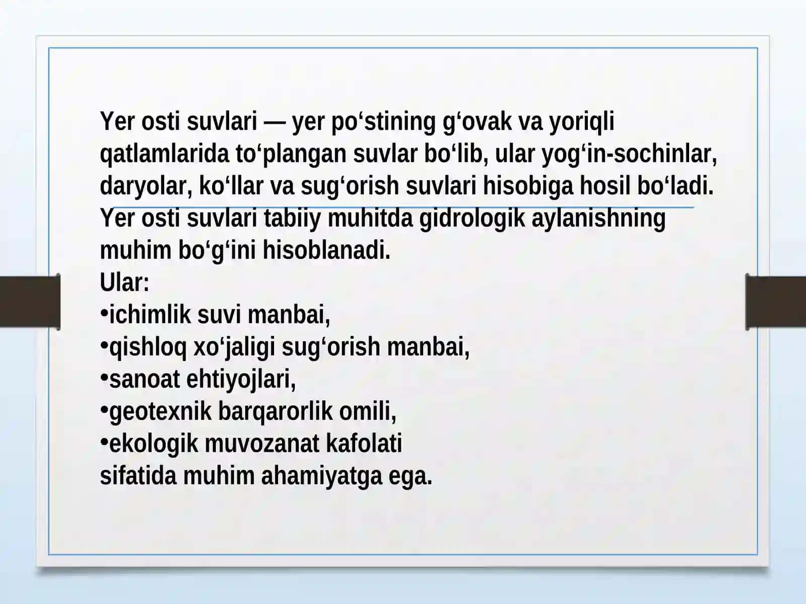 Yer osti suvlarining rejimi va unga ta’sir etuvchi omillar 3
