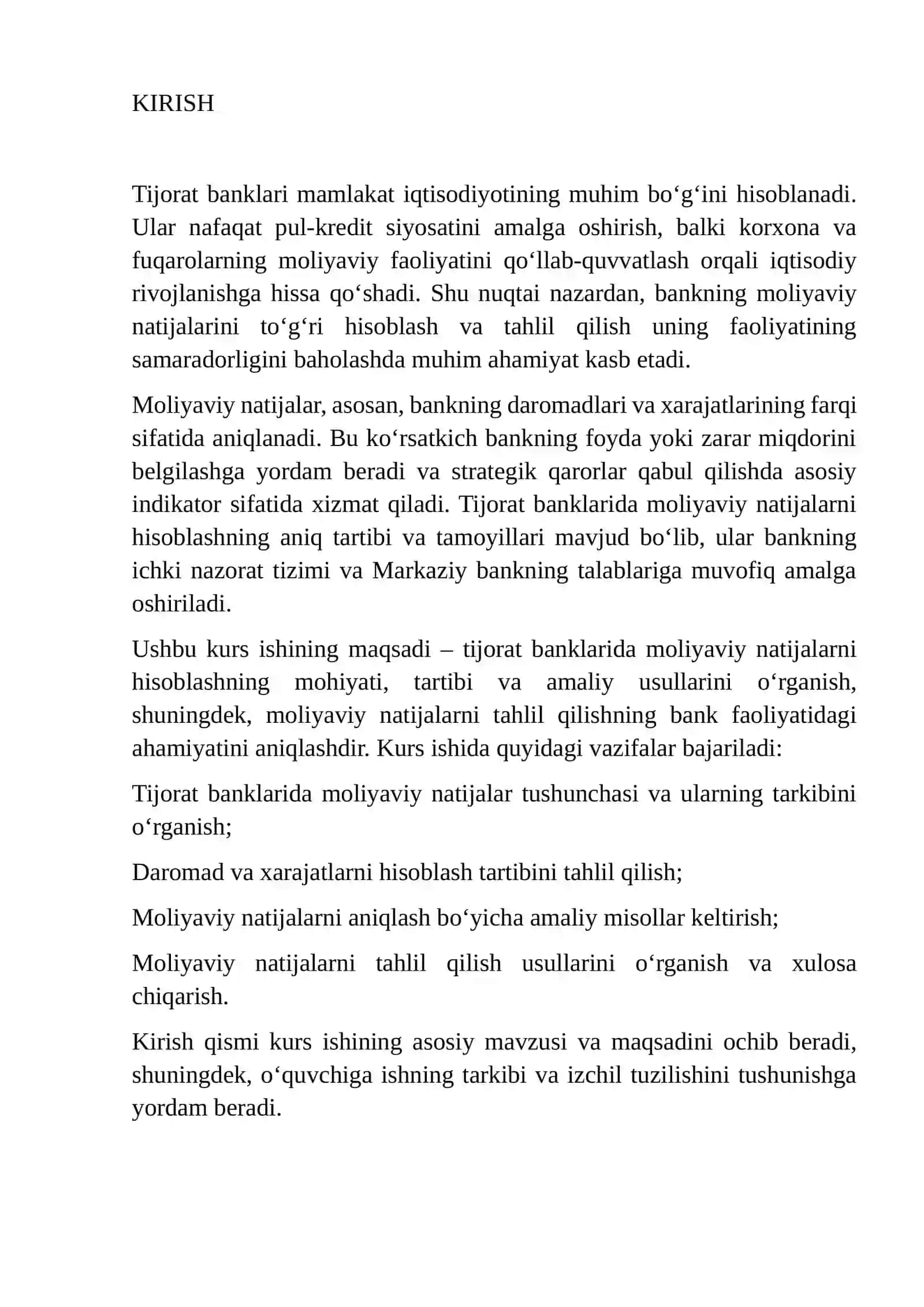TIJORAT BANKLARI FAOLIYATI MOLIYAVIY NATIJALARINING HISOBI 3
