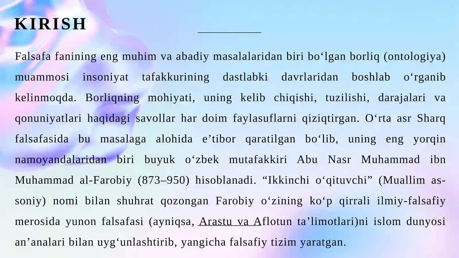 Forobiyning borliq haqidagi qarashlari 3