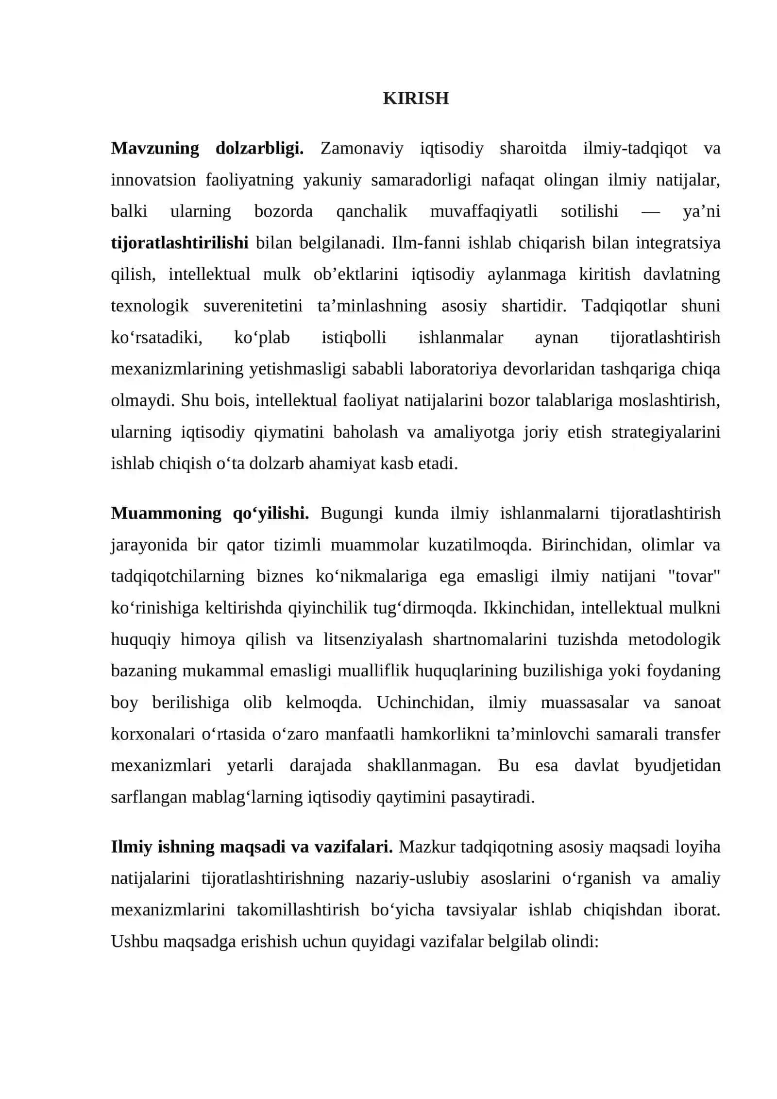 "LOYIHA NATIJALARINI TIJORATLASHTIRISH" 3