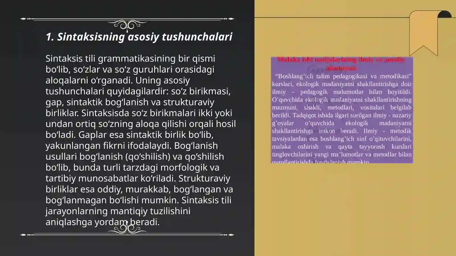 Sintaksis elementlari ustida ishlash metodikasi 3