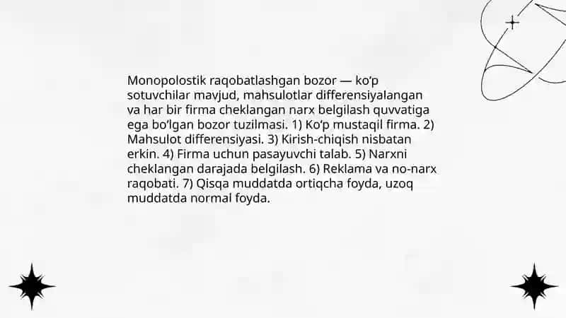 Monopolostik raqobatlashgan bozor munosabati 3
