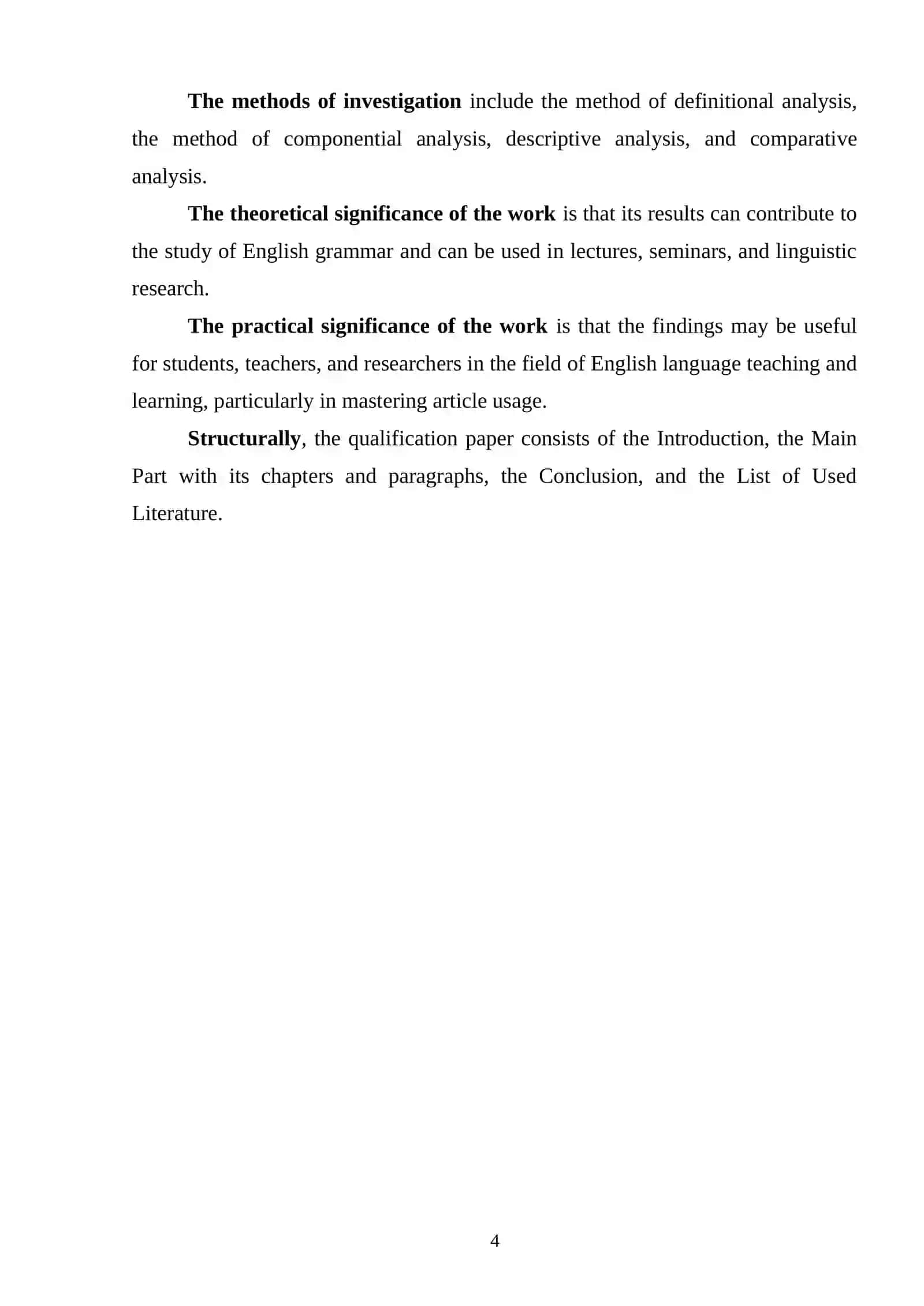 Absence of the article 3