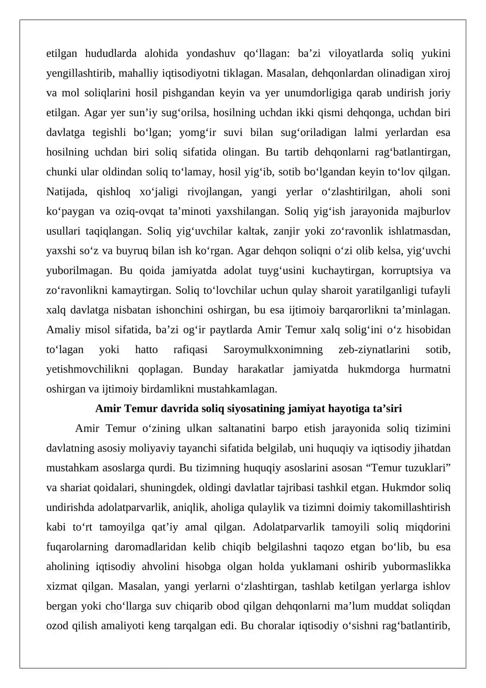 Amir Temur davrida soliq siyosatining jamiyat hayotiga ta’siri 3