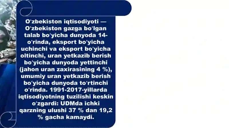 O'zbekiston iqtisodiyotining jahon xoʻjaligidagi o'rni 3