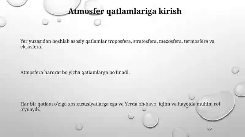 Atmosfera qavatlariga tarif 3