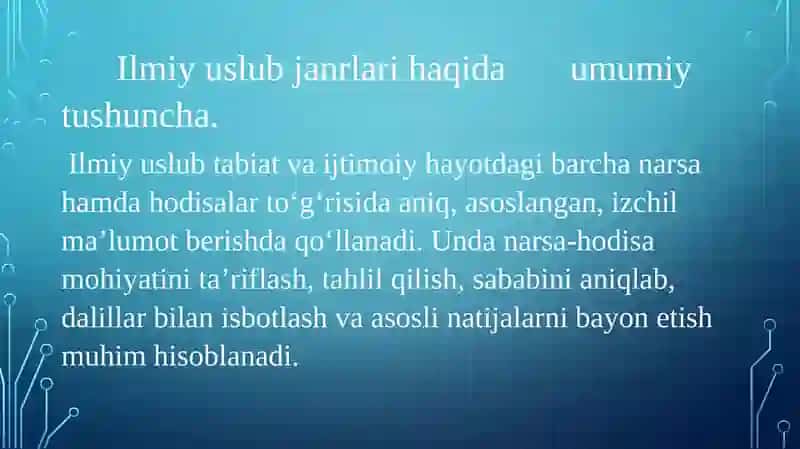 Ilmiy uslub janrlari haqida umumiy tushuncha 3