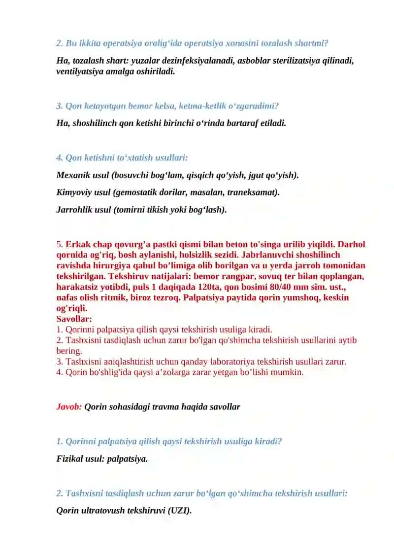 Yiringli jarohat va antiseptika haqida savollar 3