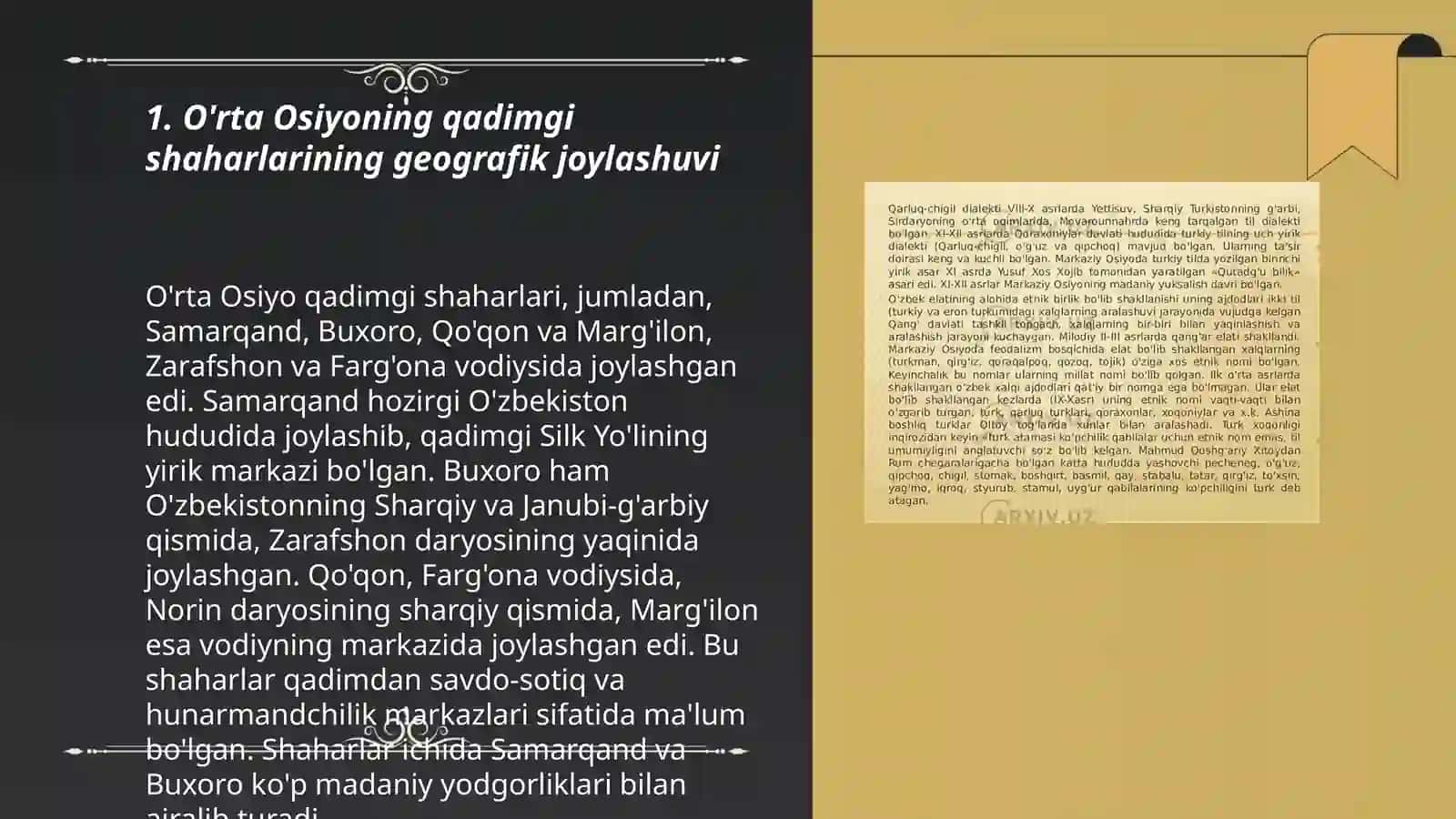 O'rta Osiyoning rivojlangan o'rta asrlardagi tarixiy geografiyasi 3