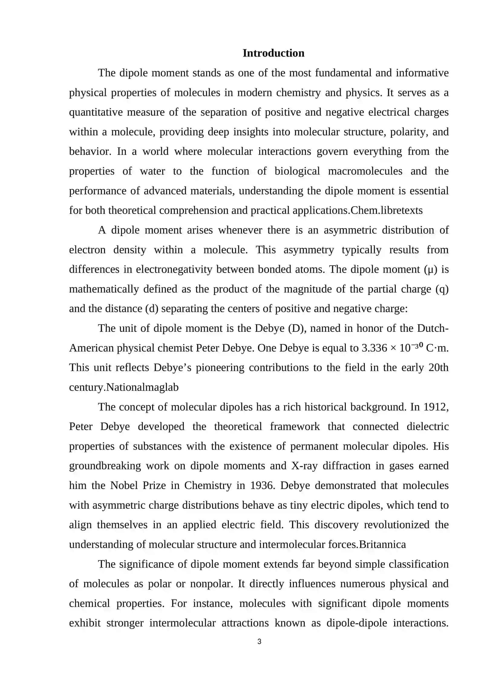 Determination of the Dipole Moment of a Substance 3