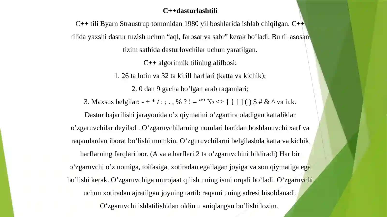 DASTURLASH ASOSLARI FANIDANTAYYORLAGAN TAQDIMOTI 3